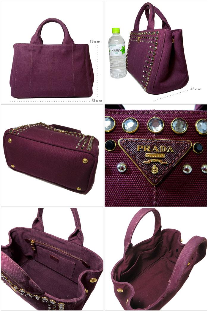 プラダ カナパ コピー アウトレット PRADA トートバッグ B2439O 三角プレート ラインストーン×スタッズ トート